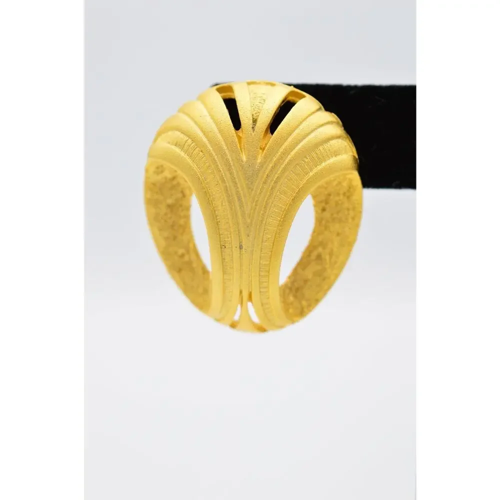 Vintage Earrings Brushed Gold Heavy Chunky Abstract Textured NOS 80s 1980s BinAA